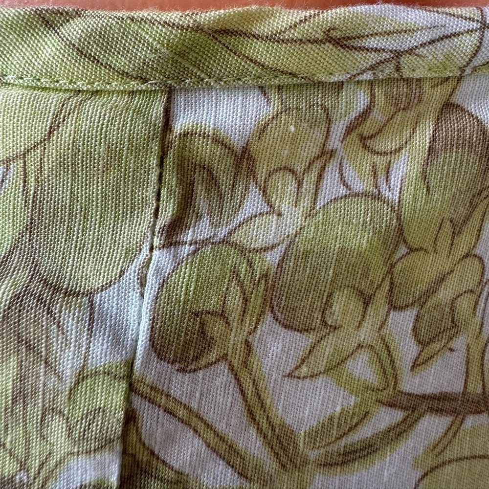 LOFT Linen Blend Floral Pleated Midi Skirt Green Spring Size 16 - Picture 6 of 9